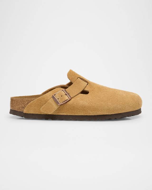 Boston Suede Buckle Slide Clogs